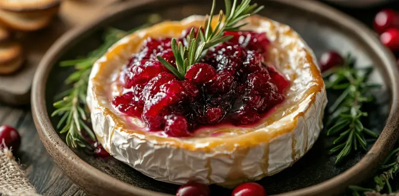 Baked Brie with Cranberry Sauce